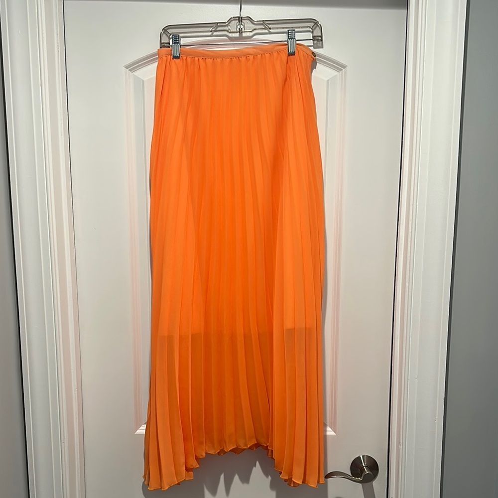 Orange Pleated Skirt